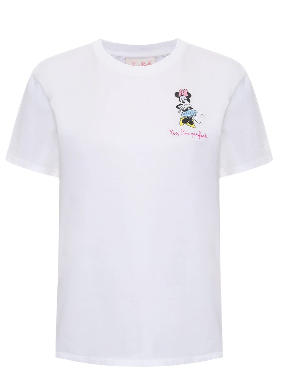 Футболка хлопковая MC2 SAINT BARTH EMILIE - MINNIE PERFECT 01N EMB Белый 