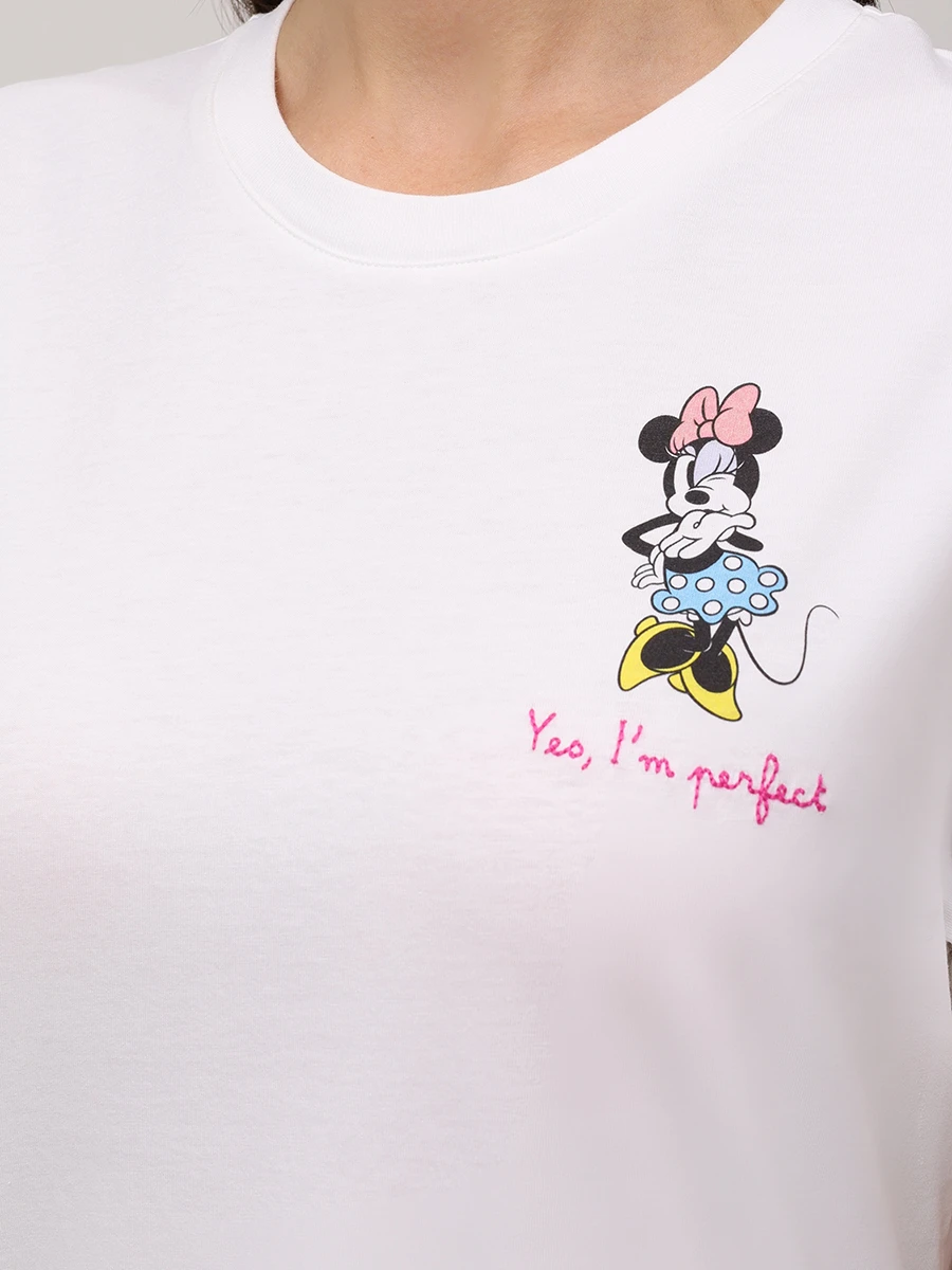 Футболка хлопковая MC2 SAINT BARTH EMILIE - MINNIE PERFECT 01N EMB Белый  Фото 5