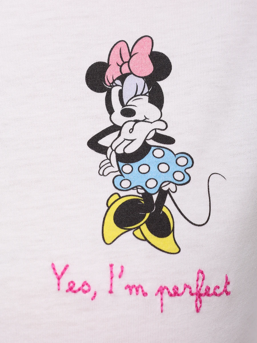 Футболка хлопковая MC2 SAINT BARTH EMILIE - MINNIE PERFECT 01N EMB Белый  Фото 6
