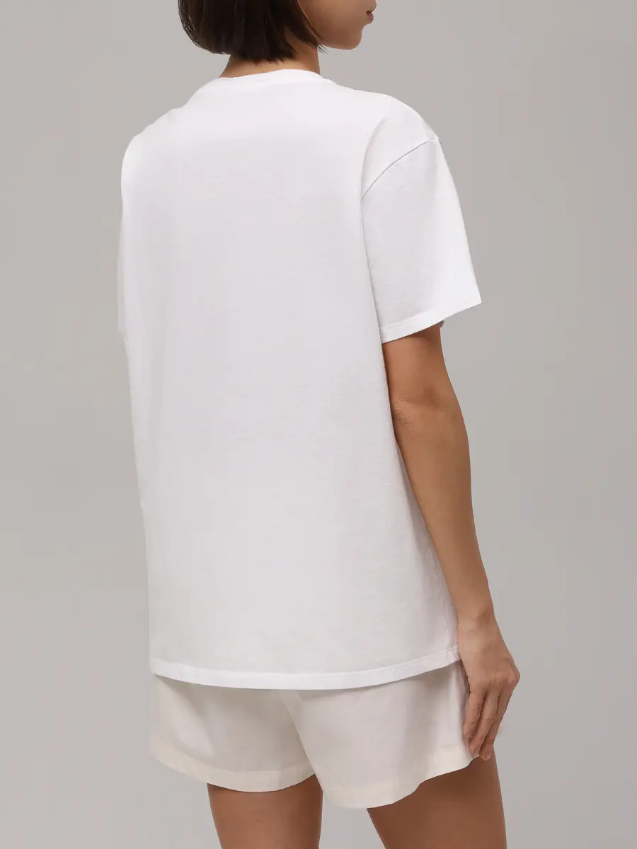 Футболка хлопковая MC2 SAINT BARTH EMILIE - GIN TONIC ADDICTED 01N STRASS EMB Белый  Фото 3