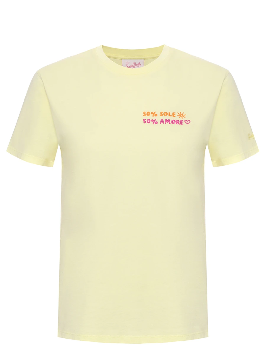 

Футболка хлопковая, Желтый, EMILIE - 50 SOLE 50 AMORE 92 EMB
