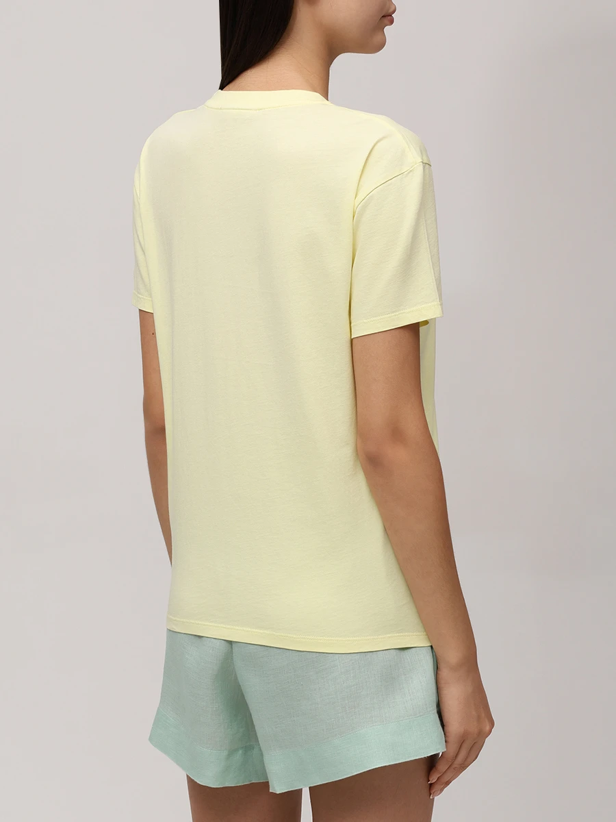 Футболка хлопковая MC2 SAINT BARTH EMILIE - 50 SOLE 50 AMORE 92 EMB Желтый  Фото 3