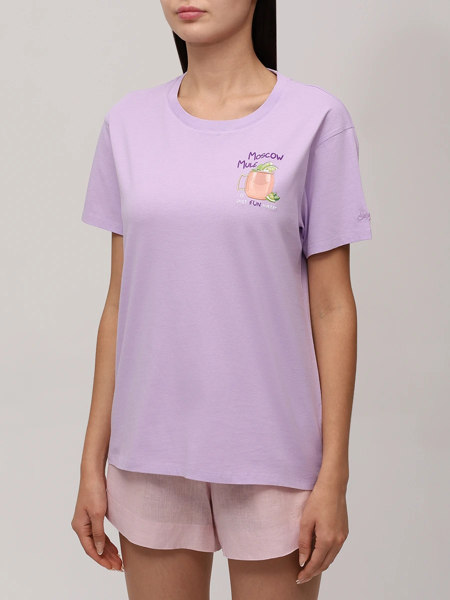 Футболка хлопковая MC2 SAINT BARTH EMILIE - MOSCOW SUMMER 24 EMB Принт  Фото 4