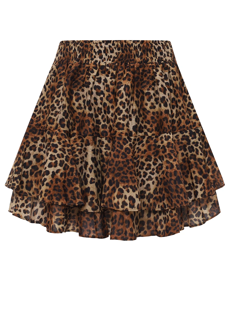 Юбка из хлопка и шелка MC2 SAINT BARTH EIVISSA - SILK VOILE SAND LEOPARD Анималистичный принт 