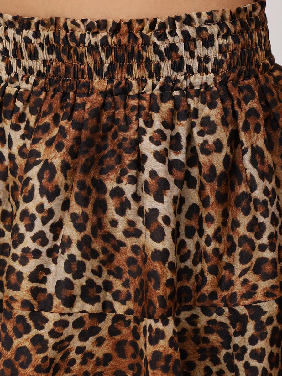 Юбка из хлопка и шелка MC2 SAINT BARTH EIVISSA - SILK VOILE SAND LEOPARD Анималистичный принт  Фото 5