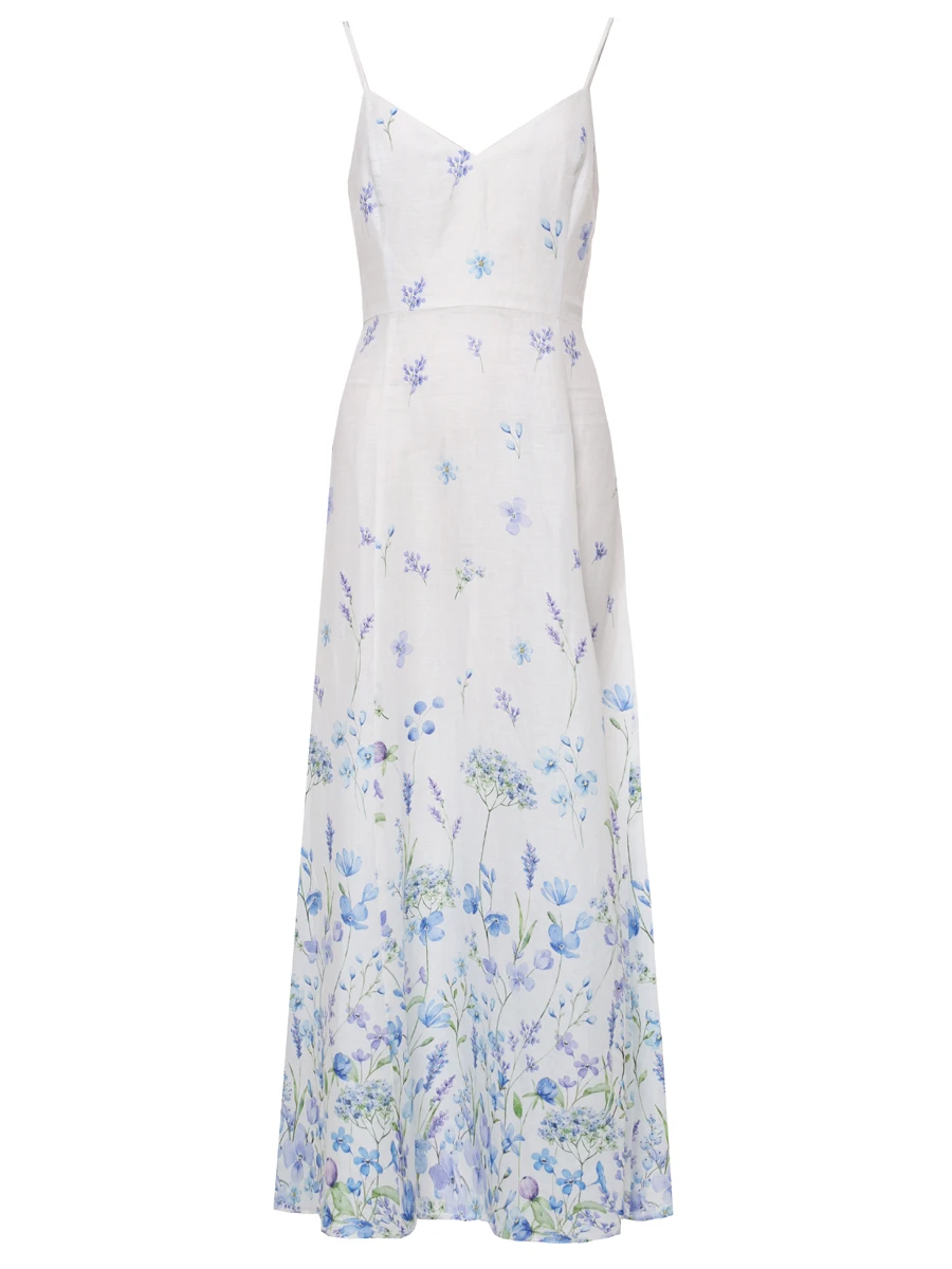 Платье льняное MC2 SAINT BARTH GUADALUPE - LINEN FLOWER BLUE 01 Белый 