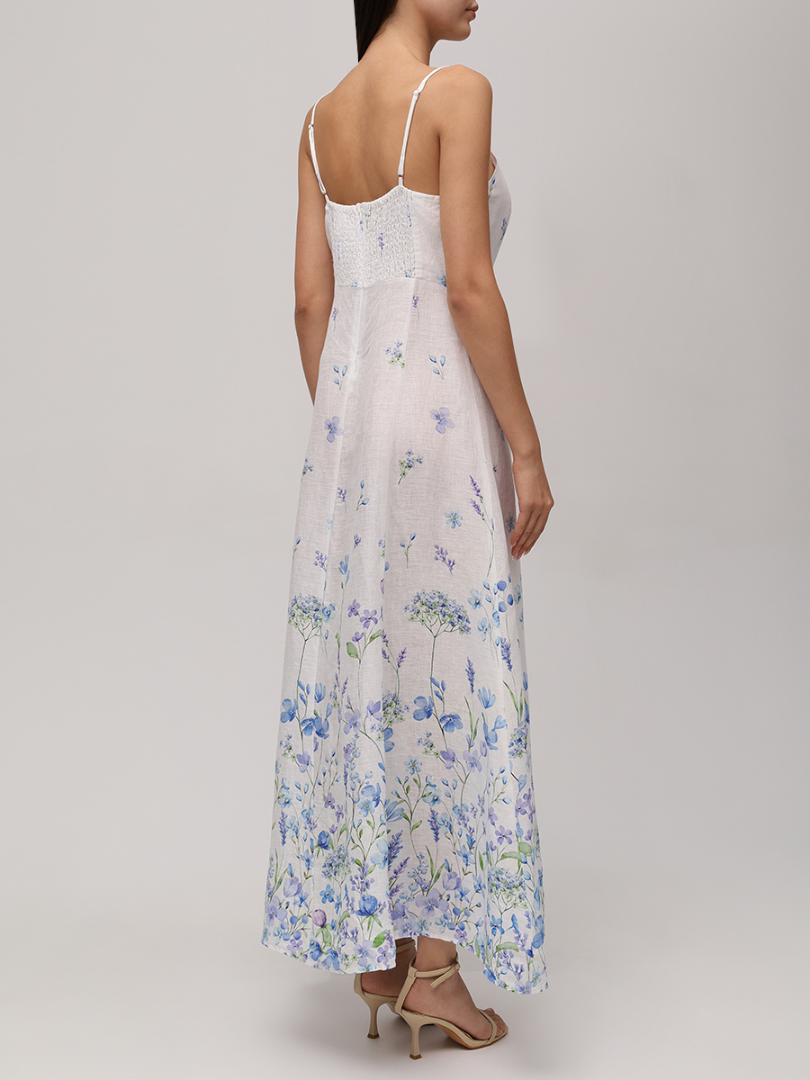 Платье льняное MC2 SAINT BARTH GUADALUPE - LINEN FLOWER BLUE 01 Белый  Фото 3