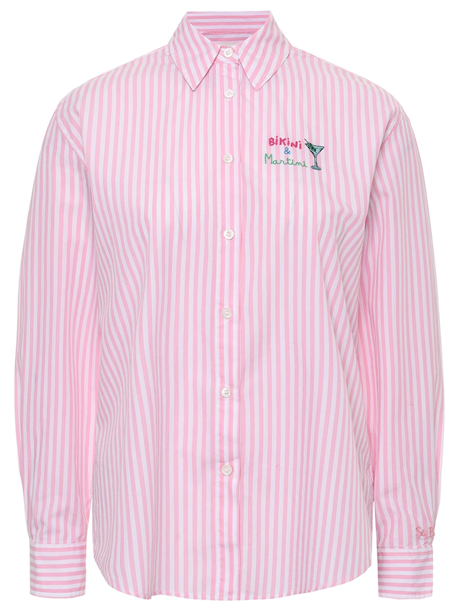 Рубашка хлопковая MC2 SAINT BARTH MEREDITH - POPELINE BIKINI MARTINI STRIPES V 21 Розовый 