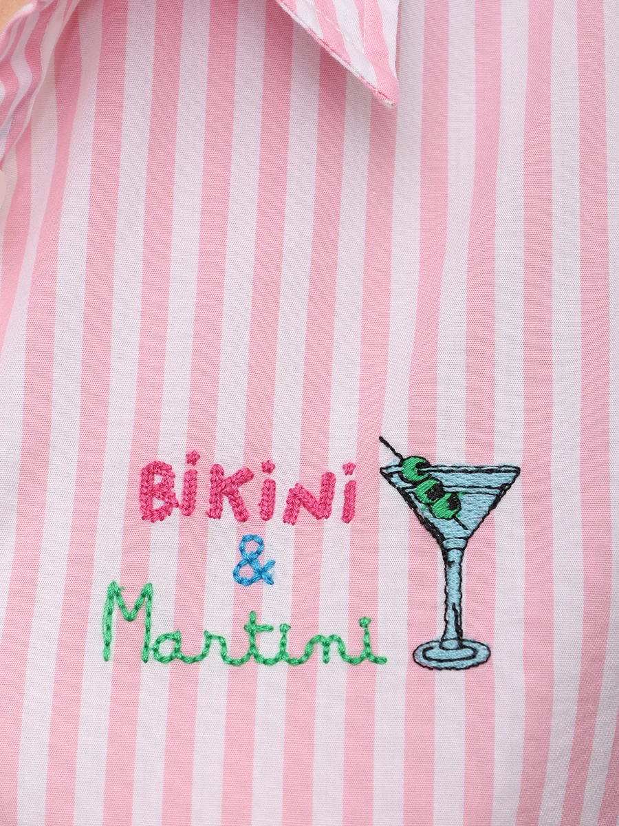Рубашка хлопковая MC2 SAINT BARTH MEREDITH - POPELINE BIKINI MARTINI STRIPES V 21 Розовый  Фото 6