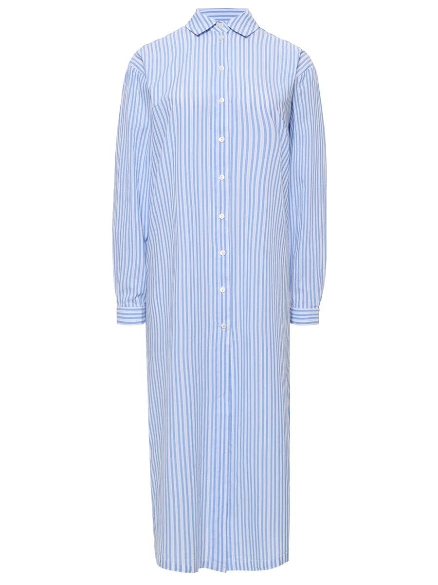 Платье-рубашка хлопковое MC2 SAINT BARTH ADELINE - COTTON STRIPES 31 LUX EMB Голубой 