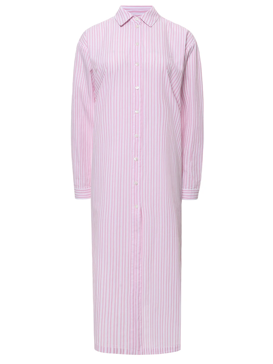 Платье-рубашка хлопковое MC2 SAINT BARTH ADELINE - COTTON STRIPES 21 LUX EMB Розовый 