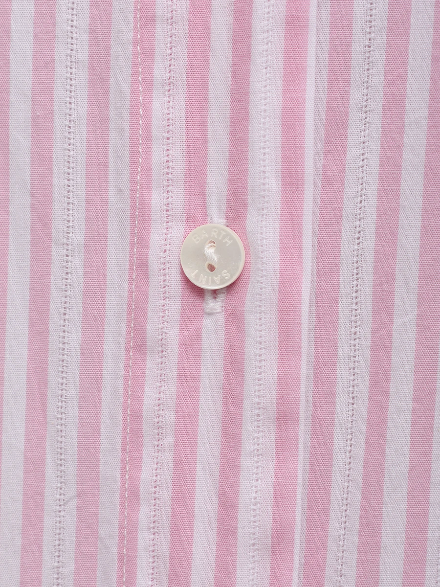 Платье-рубашка хлопковое MC2 SAINT BARTH ADELINE - COTTON STRIPES 21 LUX EMB Розовый  Фото 6