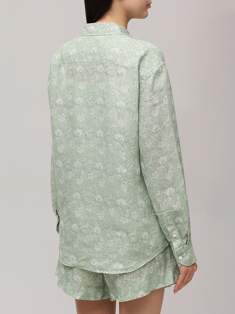 Рубашка льняная MC2 SAINT BARTH MEREDITH - LINEN BLOCK FLOWERS 53 Зеленый  Фото 3