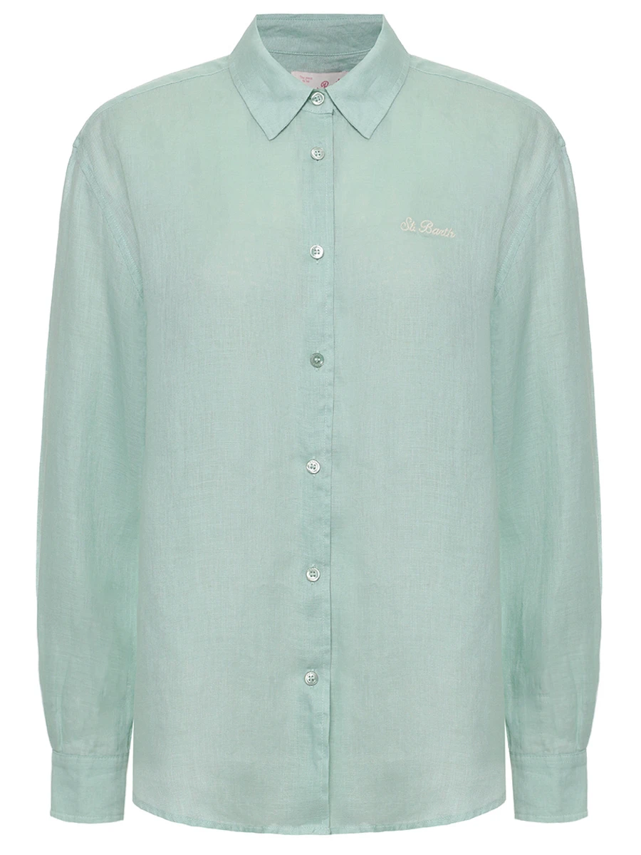 Рубашка льняная MC2 SAINT BARTH MEREDITH - LINEN BEACH CLUB 53 EMB Бирюзовый 