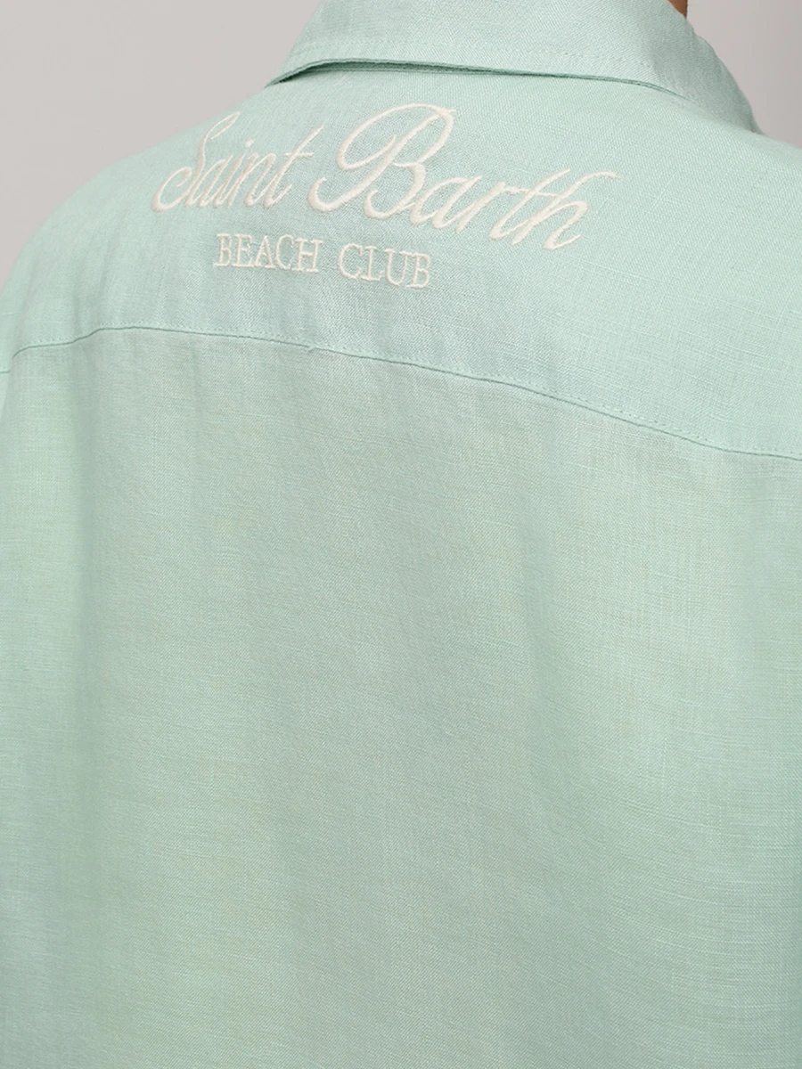 Рубашка льняная MC2 SAINT BARTH MEREDITH - LINEN BEACH CLUB 53 EMB Бирюзовый  Фото 5