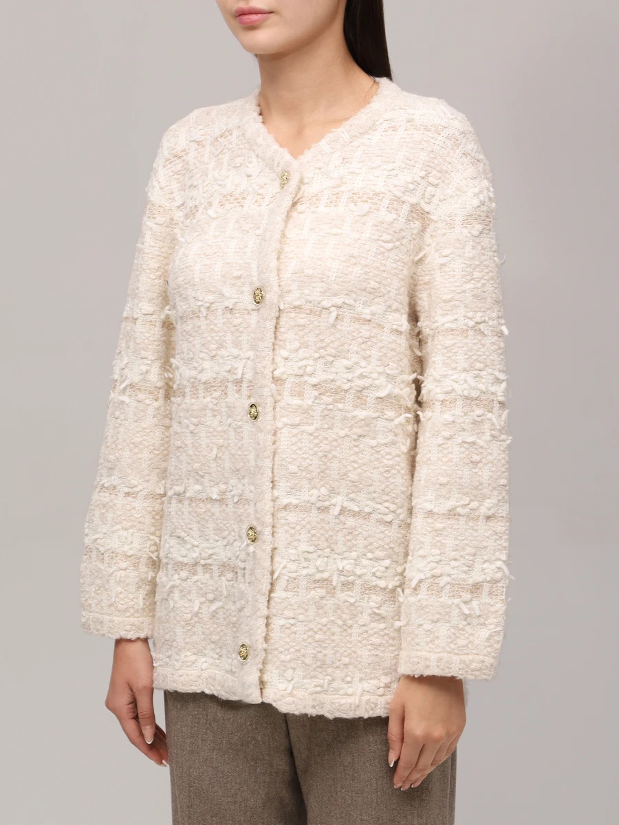 Жакет шерстяной AND THE BRAND W26-CJ044-1002-102 Бежевый  Фото 4