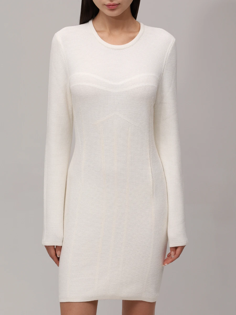 Платье из шерсти и вискозы AND THE BRAND W26-D050-1202-101 Молочный Белый  Фото 4