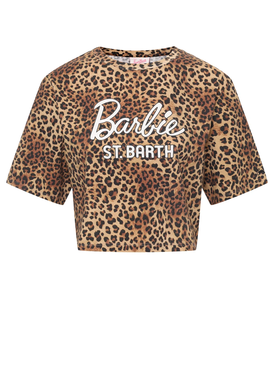 Футболка хлопковая MC2 SAINT BARTH MALIA - BARBIE SB SAND LEOPARD Анималистичный принт 