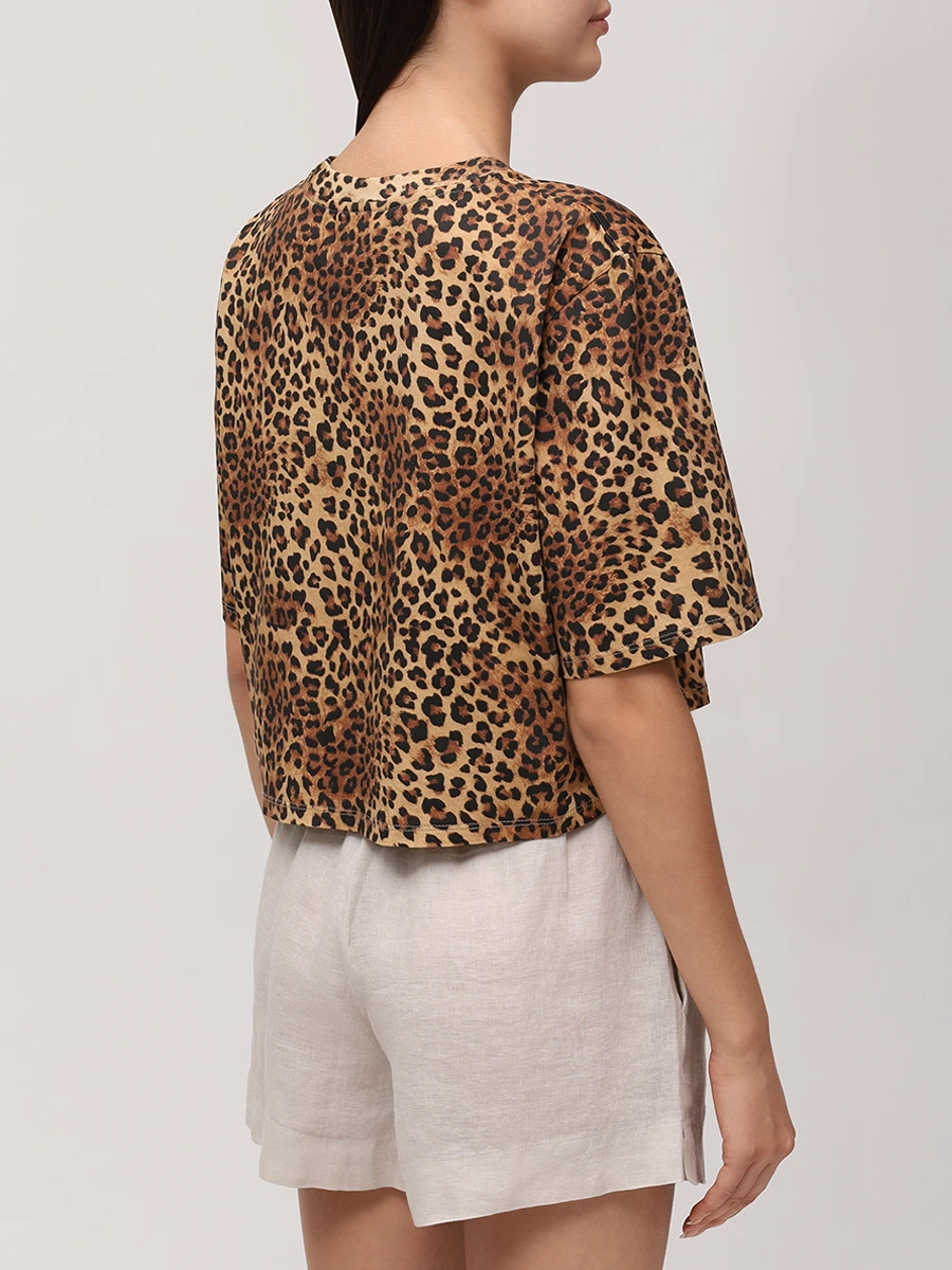 Футболка хлопковая MC2 SAINT BARTH MALIA - BARBIE SB SAND LEOPARD Анималистичный принт  Фото 3