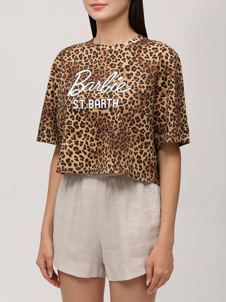 Футболка хлопковая MC2 SAINT BARTH MALIA - BARBIE SB SAND LEOPARD Анималистичный принт  Фото 4