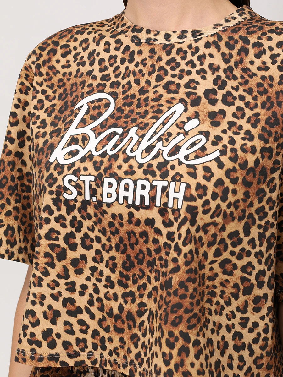 Футболка хлопковая MC2 SAINT BARTH MALIA - BARBIE SB SAND LEOPARD Анималистичный принт  Фото 5