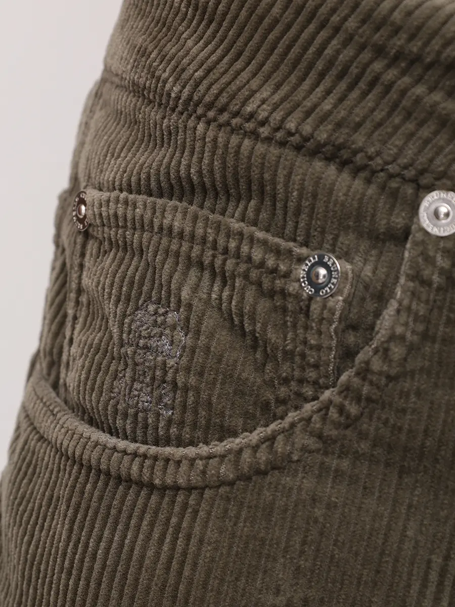 Брюки Traditional Fit вельветовые BRUNELLO CUCINELLI M280UF1010  C6027 Зеленый  Фото 5