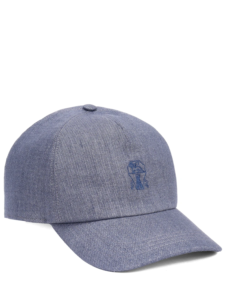 Бейсболка изо льна и шерсти BRUNELLO CUCINELLI MCAP90062P/C007 Синий 