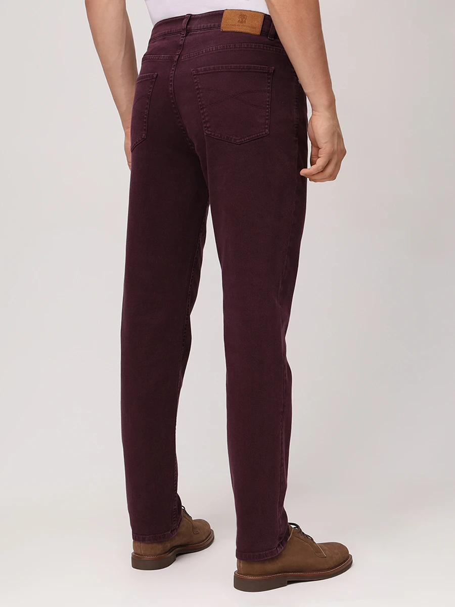 Брюки Traditional Fit хлопковые BRUNELLO CUCINELLI M277UD3210 C7031 Бордовый  Фото 4