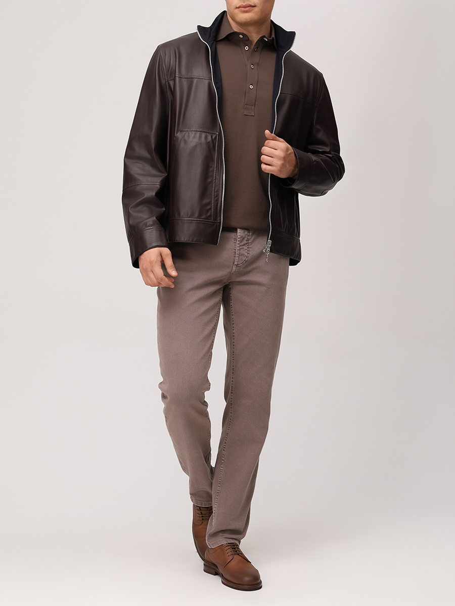 

Поло хлопковое, Коричневый, M0B133914 C2559 Темно