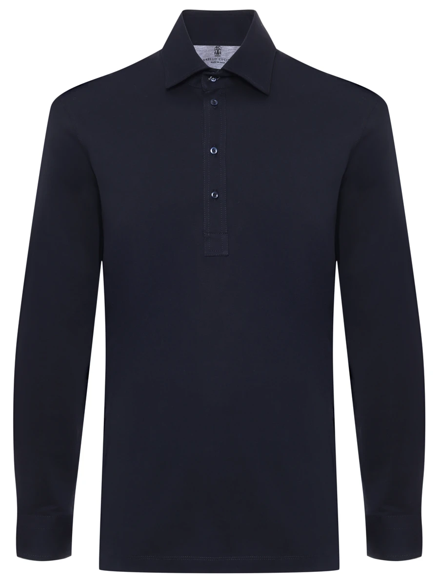 Поло хлопковое BRUNELLO CUCINELLI M0B133914 C4425 Темно Синий 
