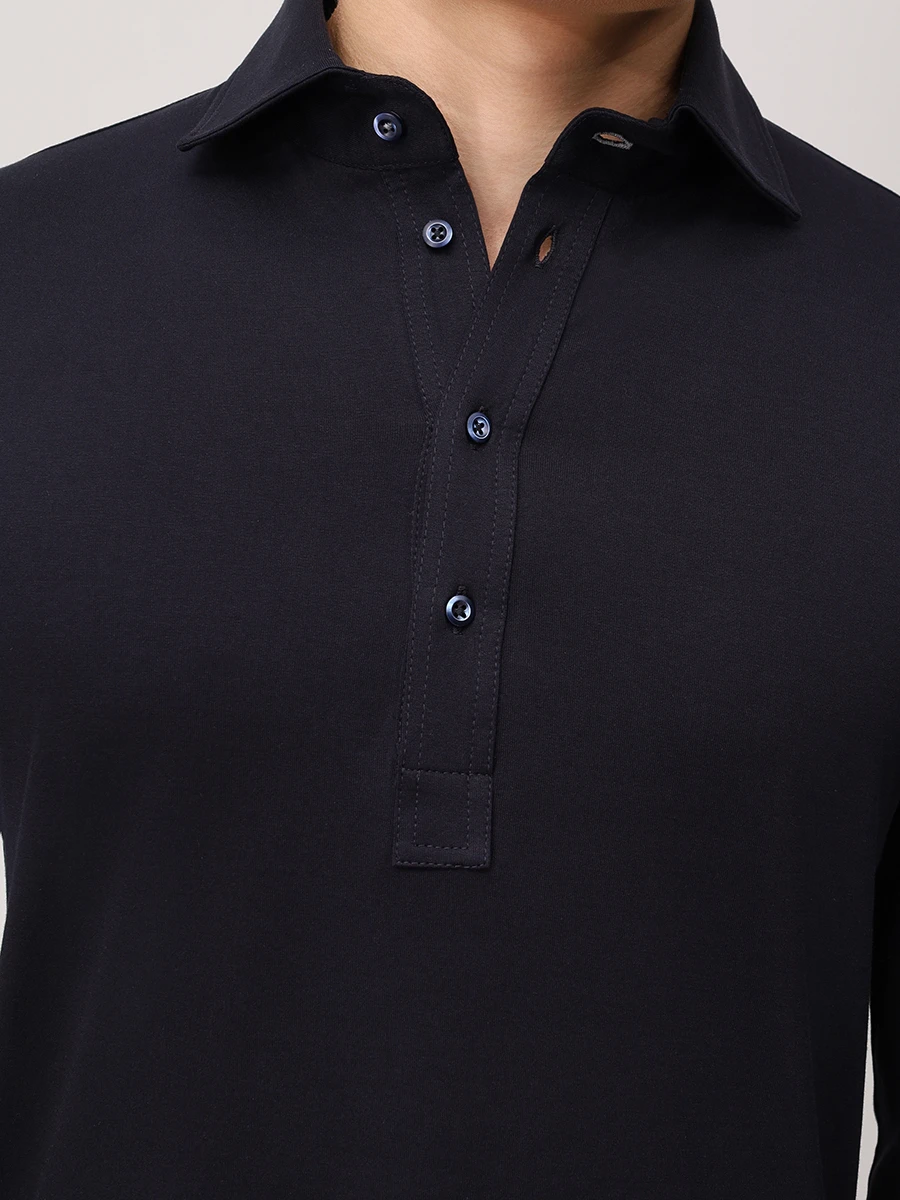 Поло хлопковое BRUNELLO CUCINELLI M0B133914 C4425 Темно Синий  Фото 5