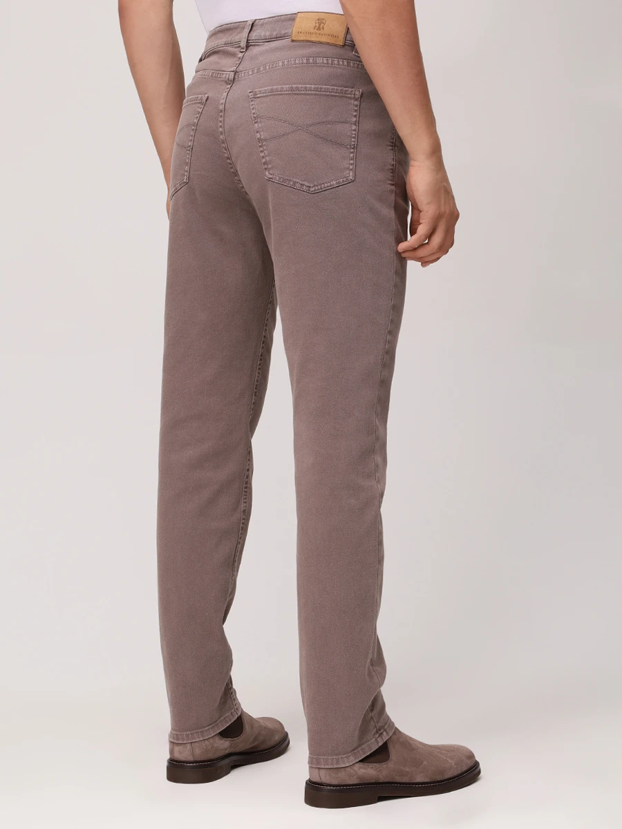 Брюки Traditional Fit хлопковые BRUNELLO CUCINELLI M277UD3210 C7025 Коричневый  Фото 3