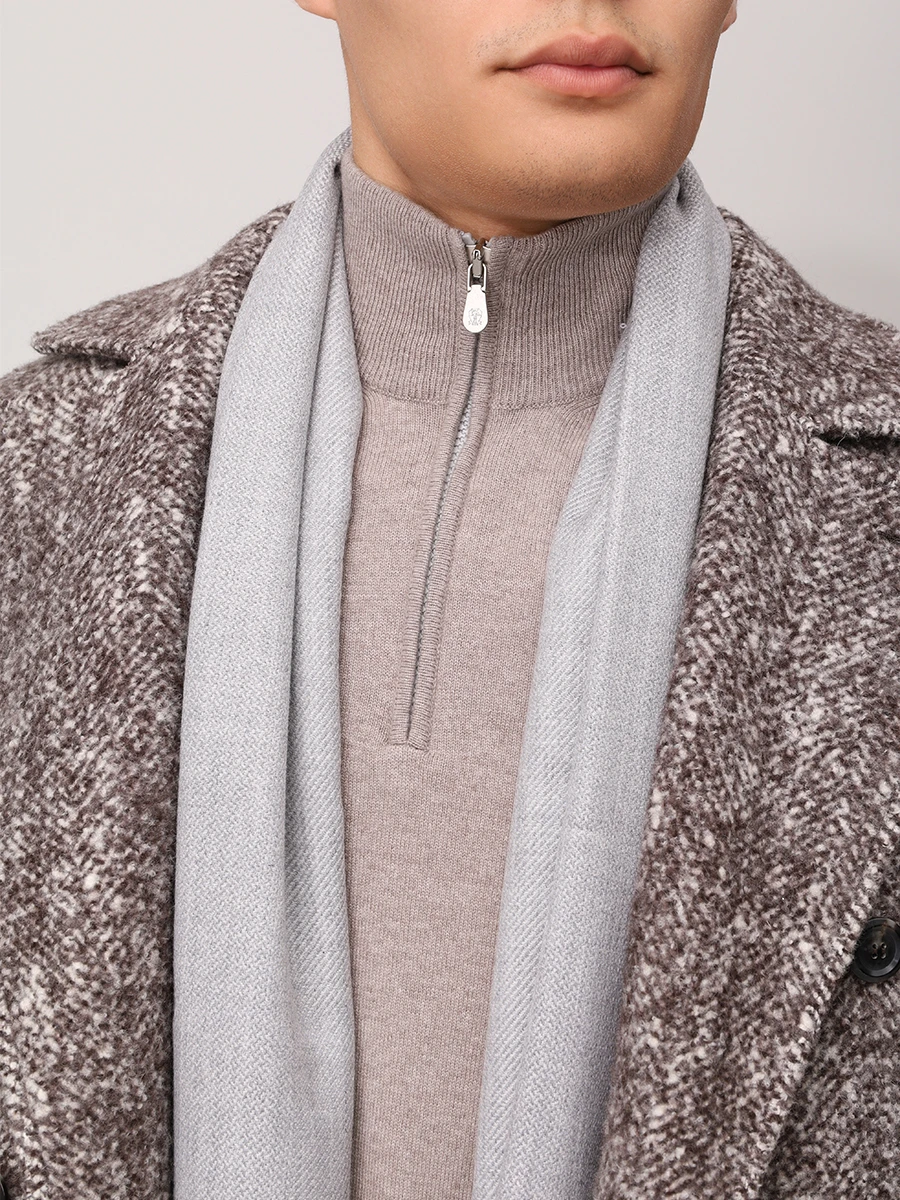 Шарф из шерсти и кашемира BRUNELLO CUCINELLI MSC665OR CH028 Серый  Фото 2