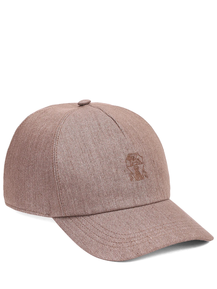Бейсболка изо льна и шерсти BRUNELLO CUCINELLI MCAP90062P C004 Коричневый 
