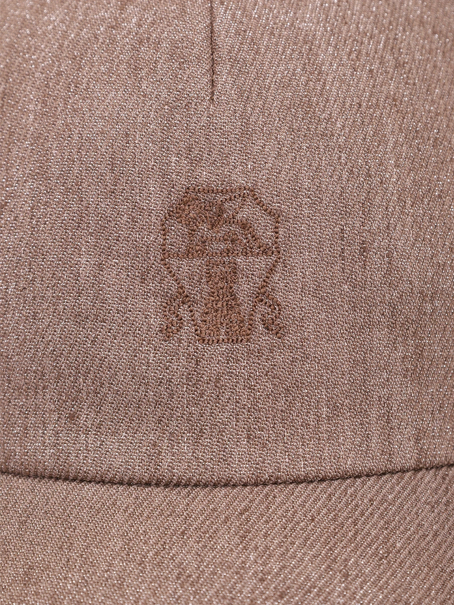 Бейсболка изо льна и шерсти BRUNELLO CUCINELLI MCAP90062P C004 Коричневый  Фото 3