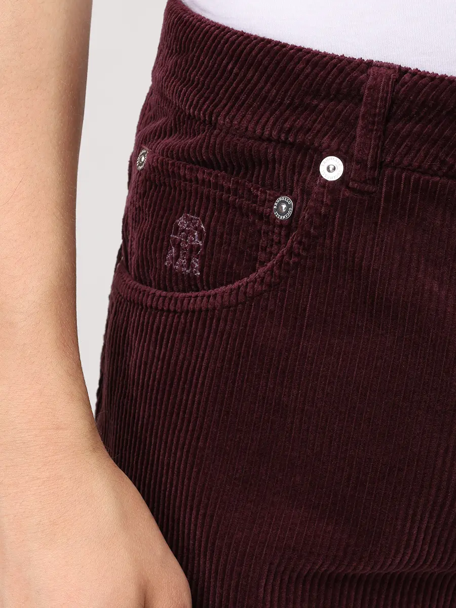 Брюки Traditional Fit вельветовые BRUNELLO CUCINELLI M280UF1010 C6031 Бордовый  Фото 5
