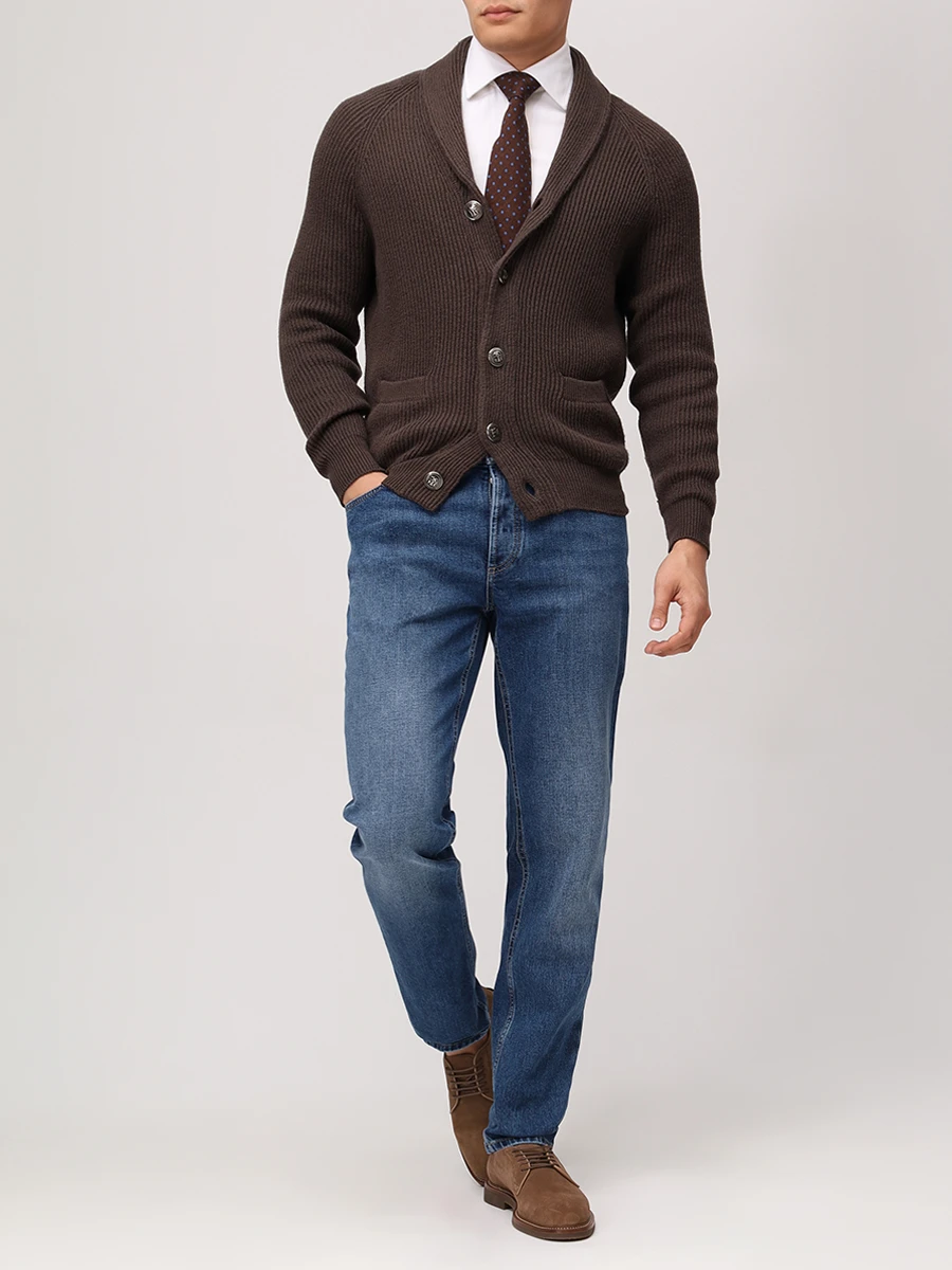 Джинсы Traditional Fit хлопковые BRUNELLO CUCINELLI M283PD3210 C1471 Синий  Фото 2