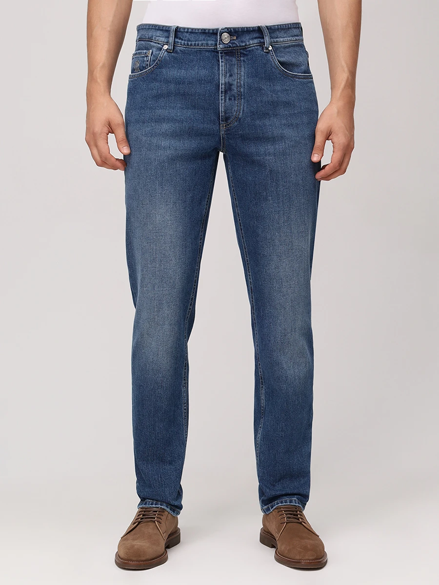 Джинсы Traditional Fit хлопковые BRUNELLO CUCINELLI M283PD3210 C1471 Синий  Фото 4