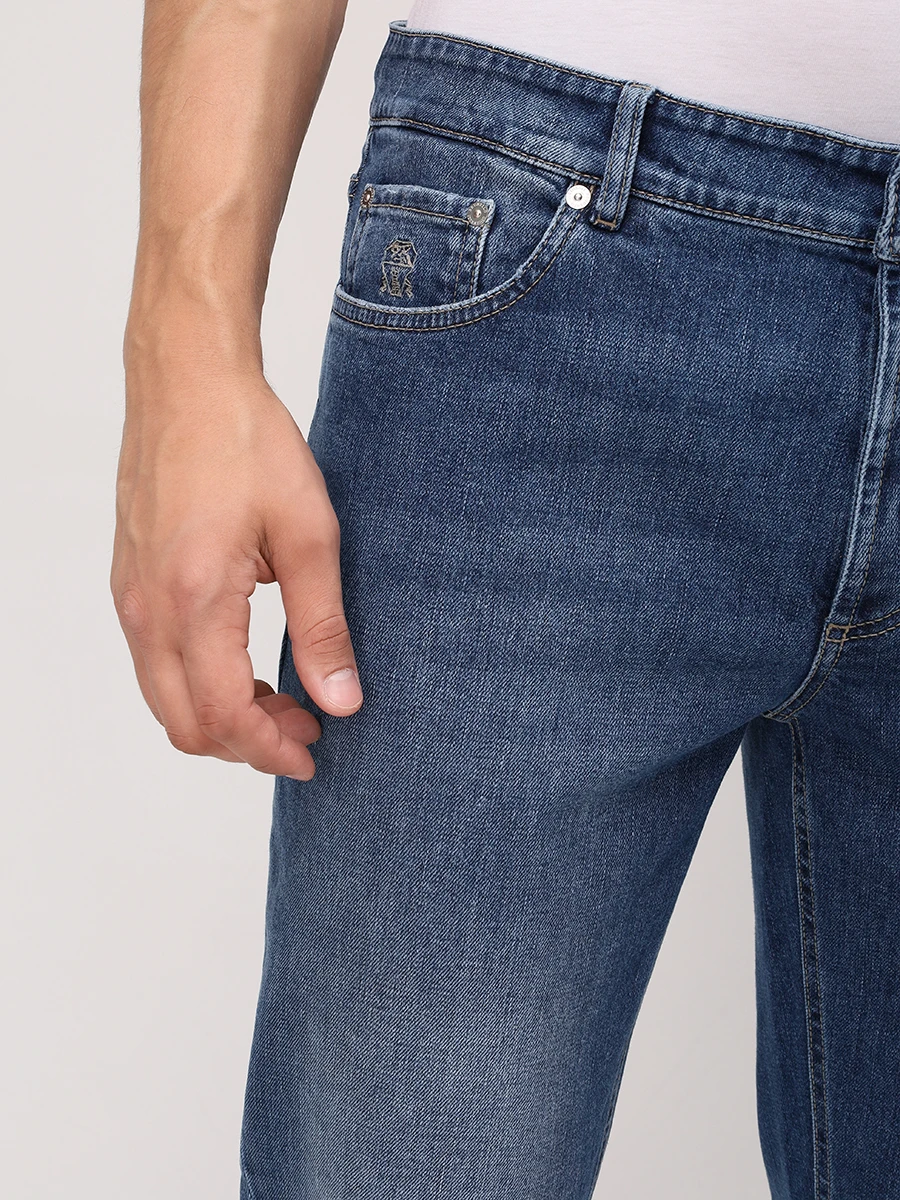 Джинсы Traditional Fit хлопковые BRUNELLO CUCINELLI M283PD3210 C1471 Синий  Фото 5