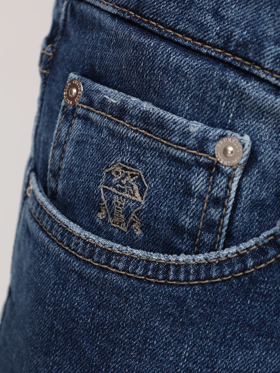 Джинсы Traditional Fit хлопковые BRUNELLO CUCINELLI M283PD3210 C1471 Синий  Фото 6