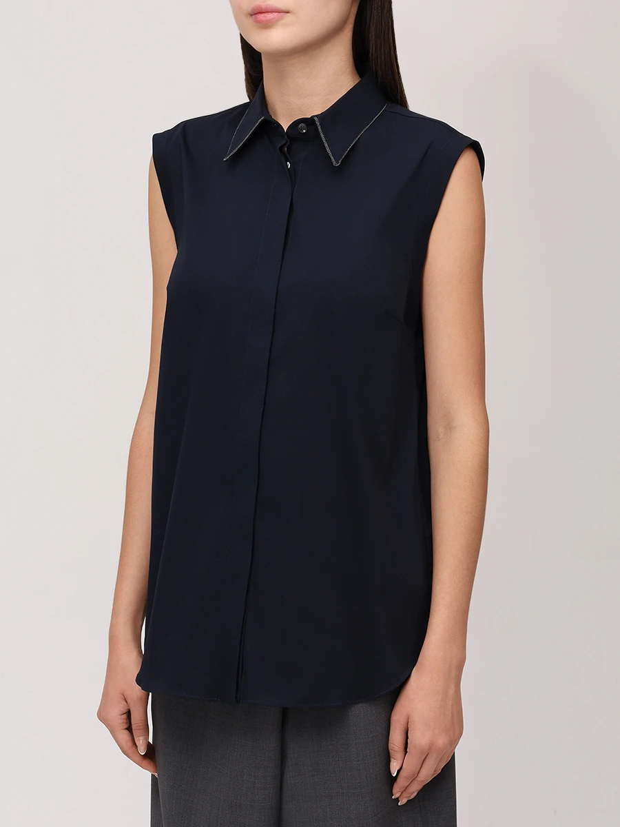 Рубашка хлопковая BRUNELLO CUCINELLI MP091MA616 C7186 Черный  Фото 4