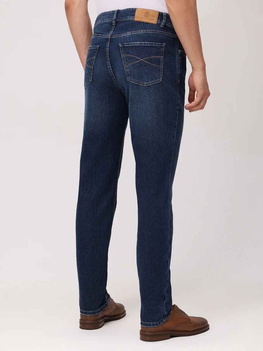 Джинсы Slim Fit хлопковые BRUNELLO CUCINELLI M283PD3210 C1468 Темно Синий  Фото 3