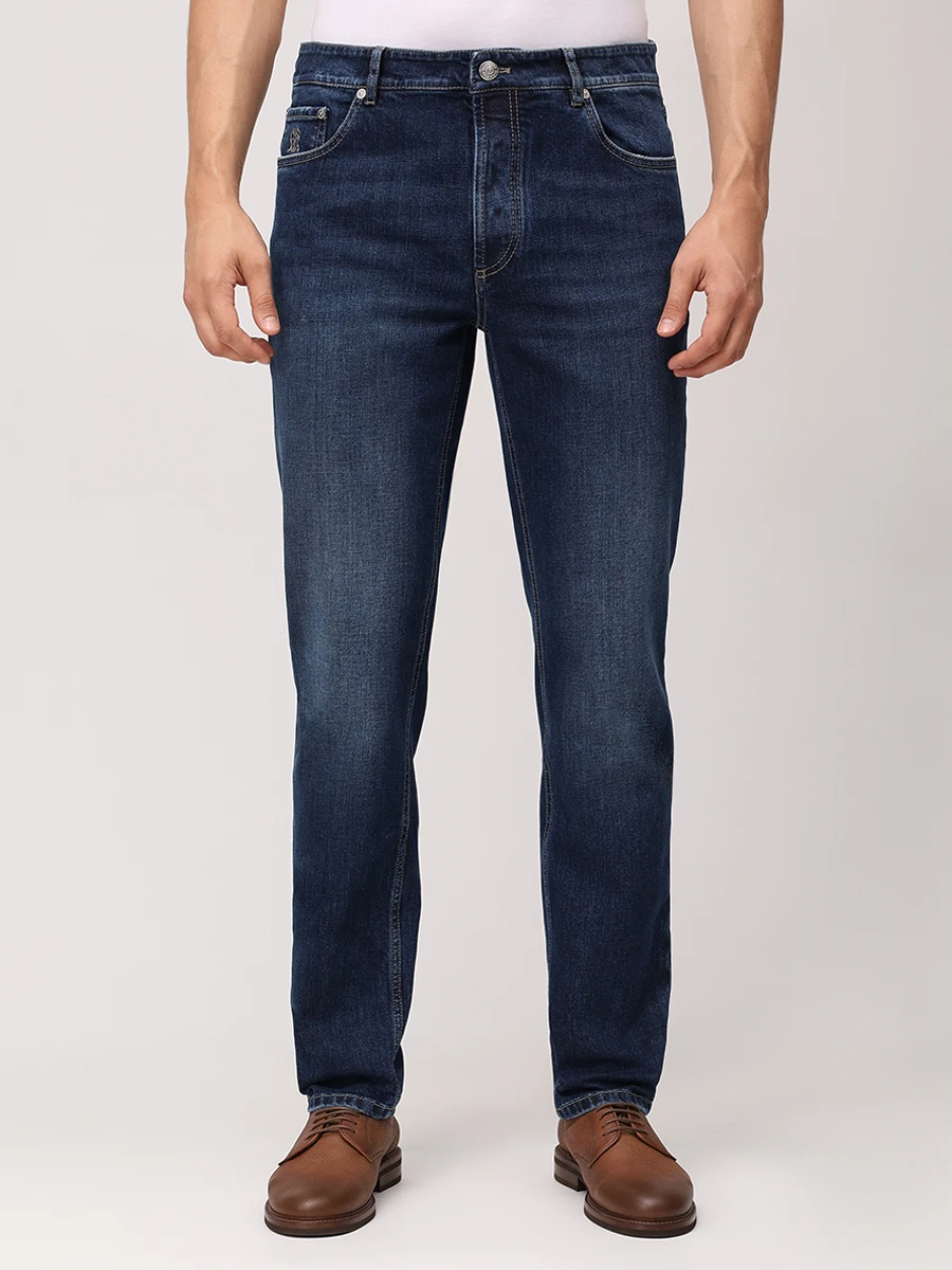 Джинсы Slim Fit хлопковые BRUNELLO CUCINELLI M283PD3210 C1468 Темно Синий  Фото 4