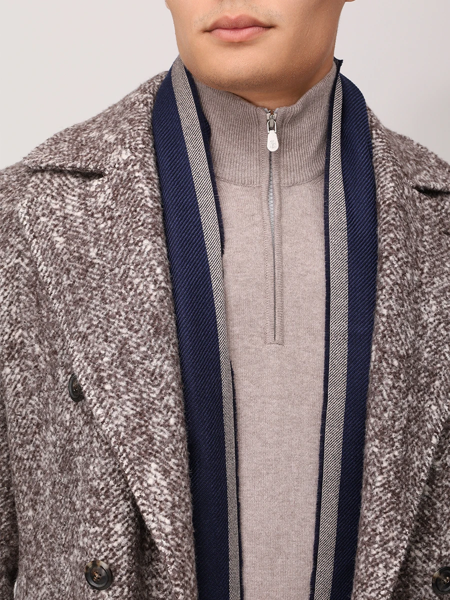 Шарф из шерсти и кашемира BRUNELLO CUCINELLI MSC665OR/CL616 Синий  Фото 2