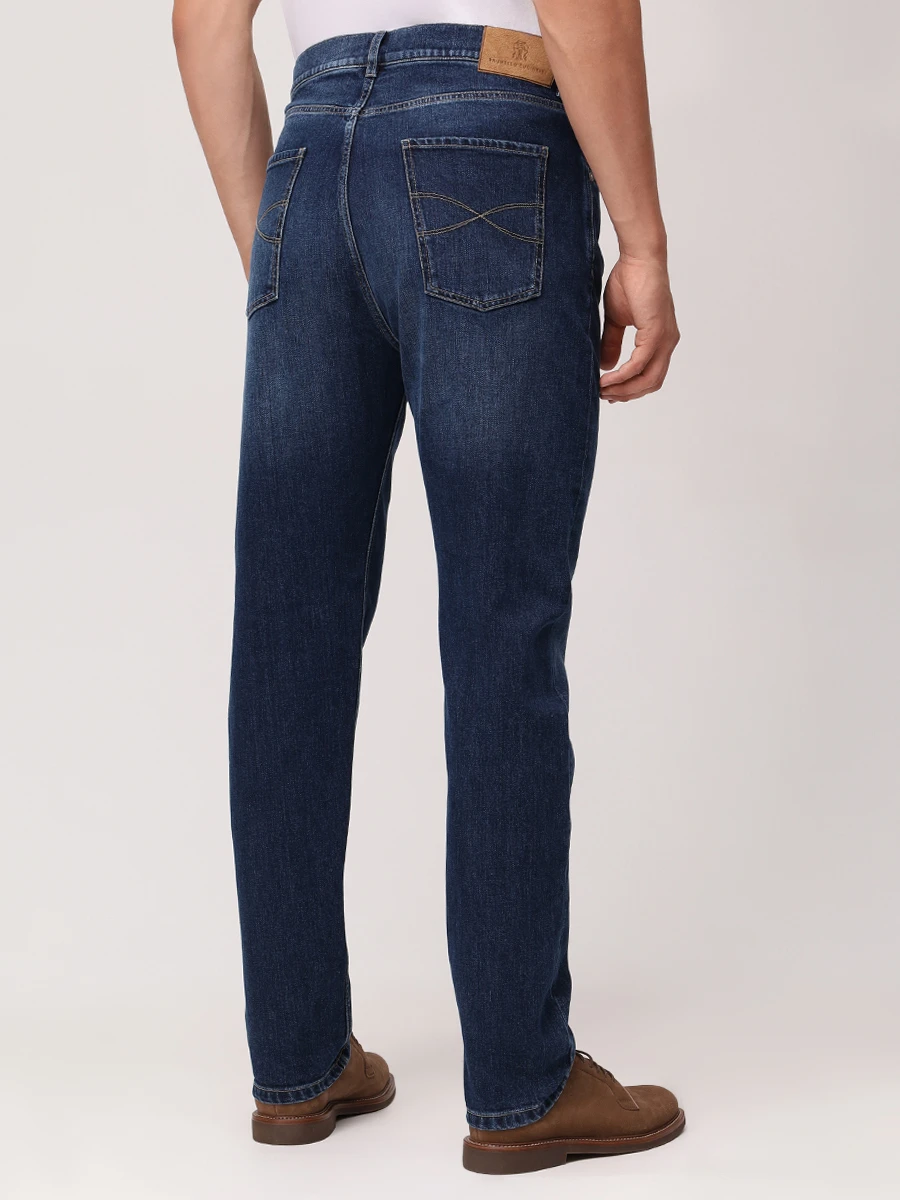 Джинсы Slim Fit хлопковые BRUNELLO CUCINELLI M283PO1090 C1468 Синий  Фото 3