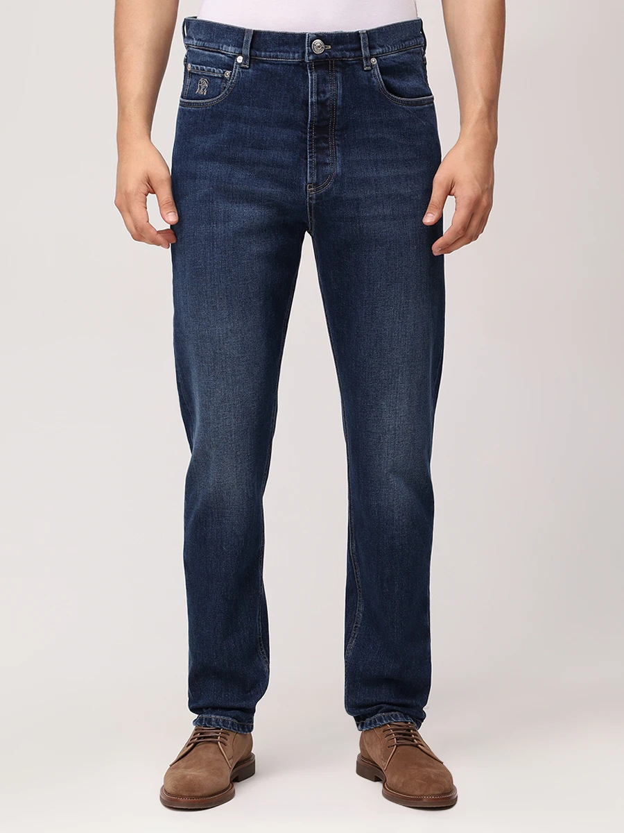 Джинсы Slim Fit хлопковые BRUNELLO CUCINELLI M283PO1090 C1468 Синий  Фото 4