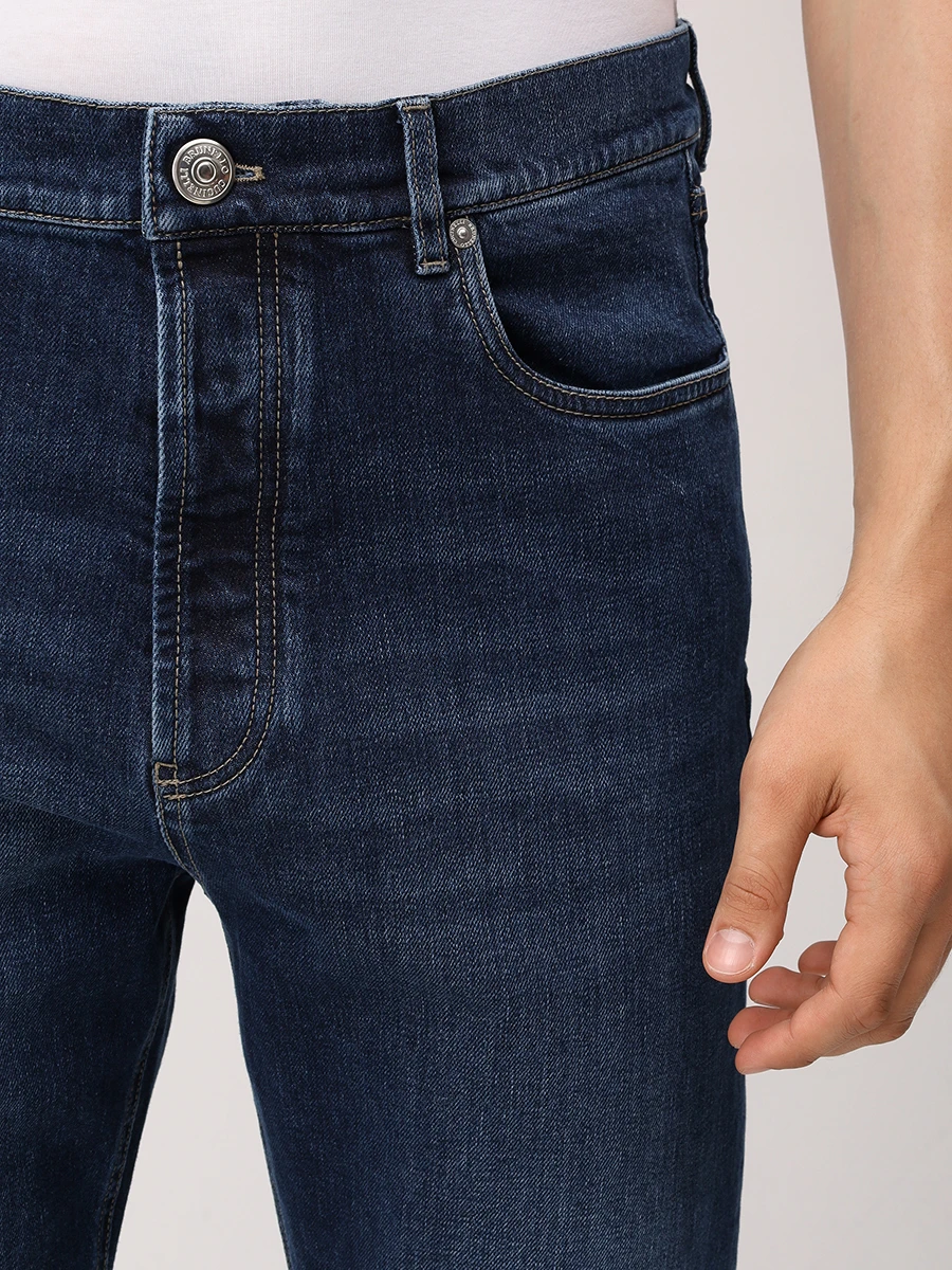 Джинсы Slim Fit хлопковые BRUNELLO CUCINELLI M283PO1090 C1468 Синий  Фото 5