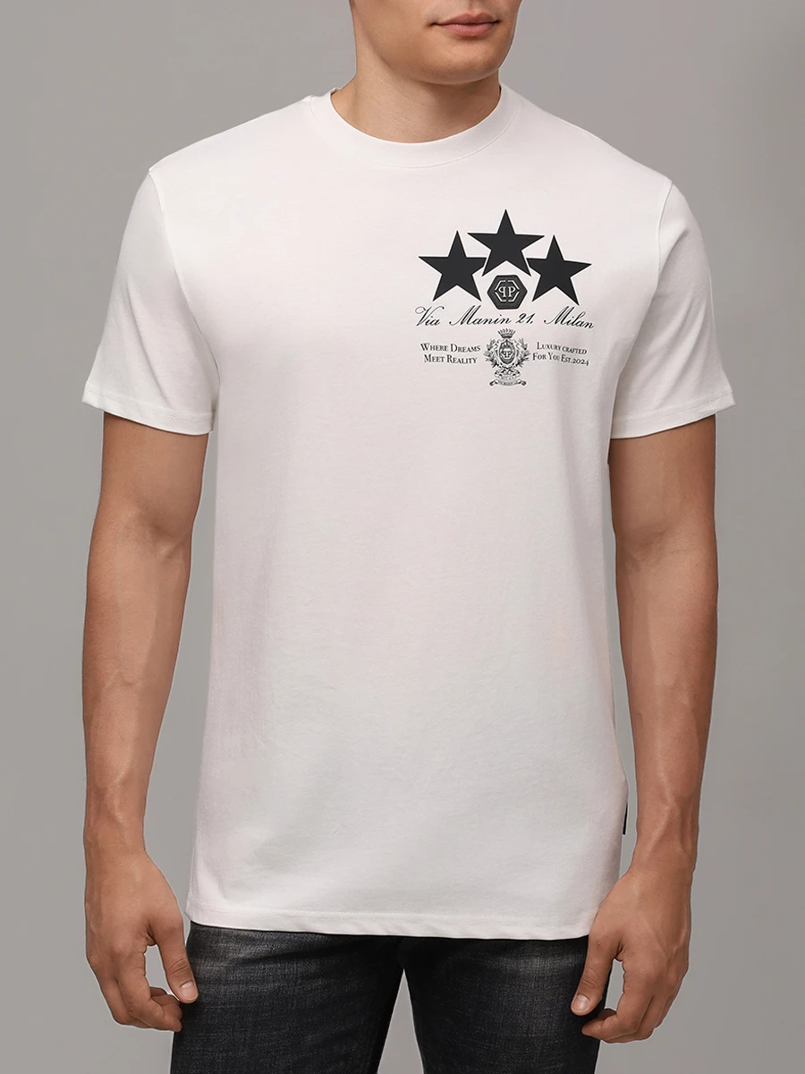 Футболка хлопковая PHILIPP PLEIN MTK8478/01 Белый  Фото 4