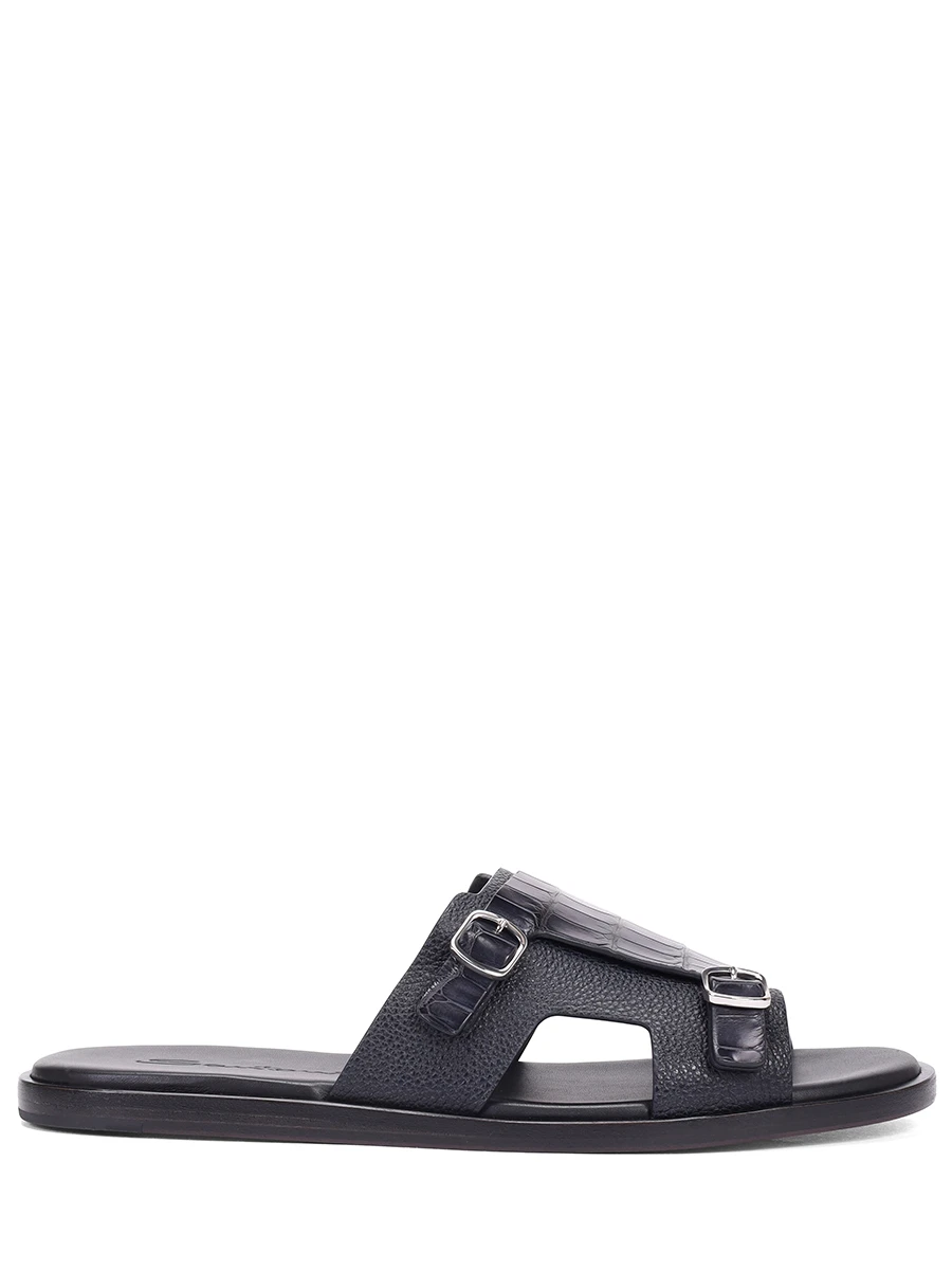 Шлепанцы с отделкой из кожи аллигатора SANTONI MCEG16723HC6VNEBU60 Черный 