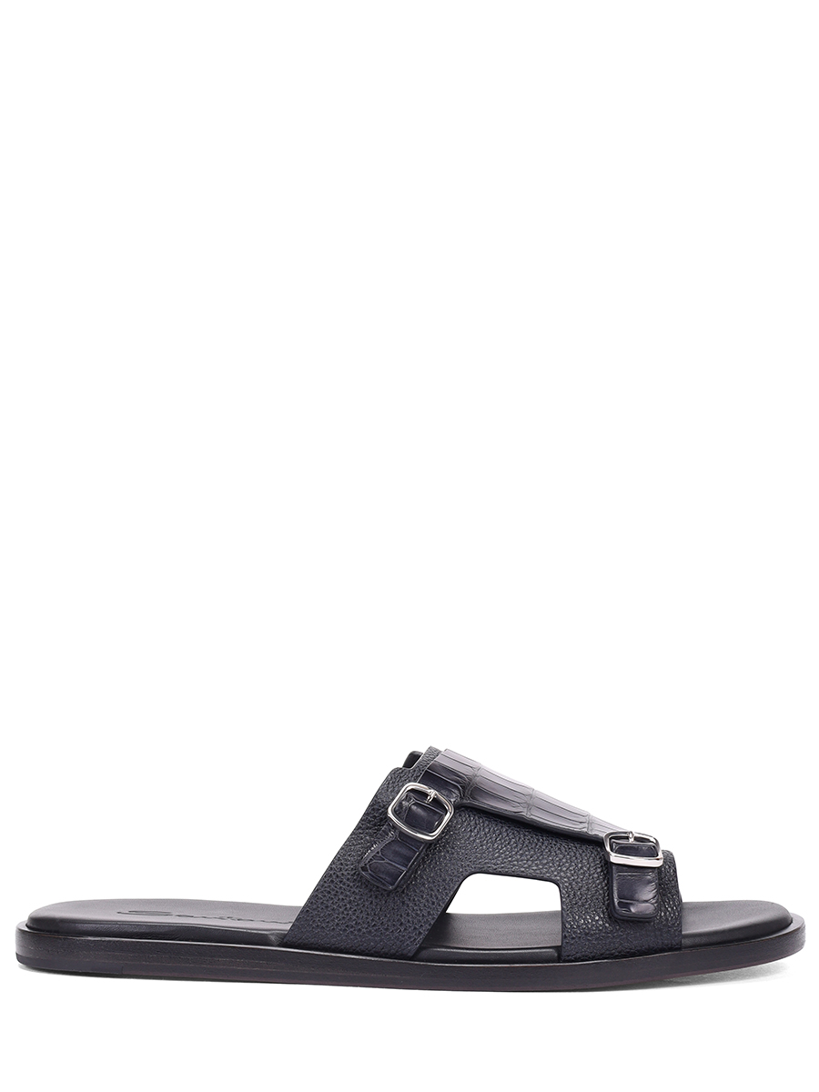 Шлепанцы с отделкой из кожи аллигатора SANTONI